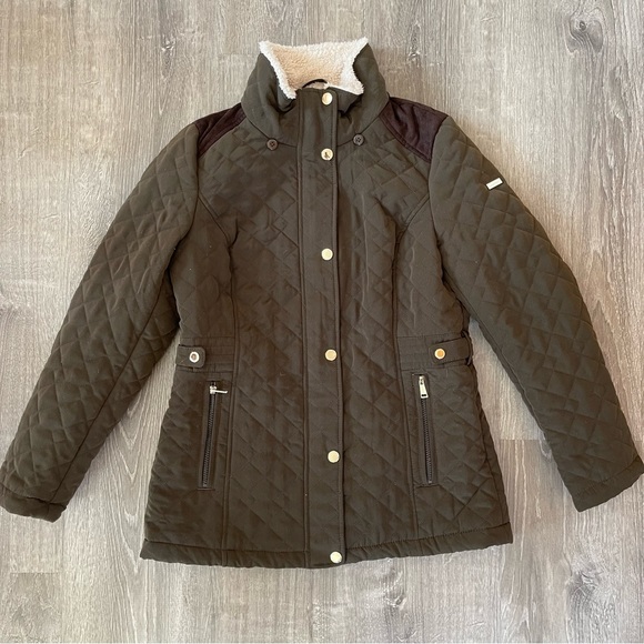 Laundry By Shelli Segal Jackets & Blazers - *Laundry Quilted Loden Green Jacket - Hood & Gold Accents